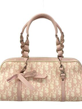 DIOR/ChristianDior Romantique - Pink White PVC Leather Handbag